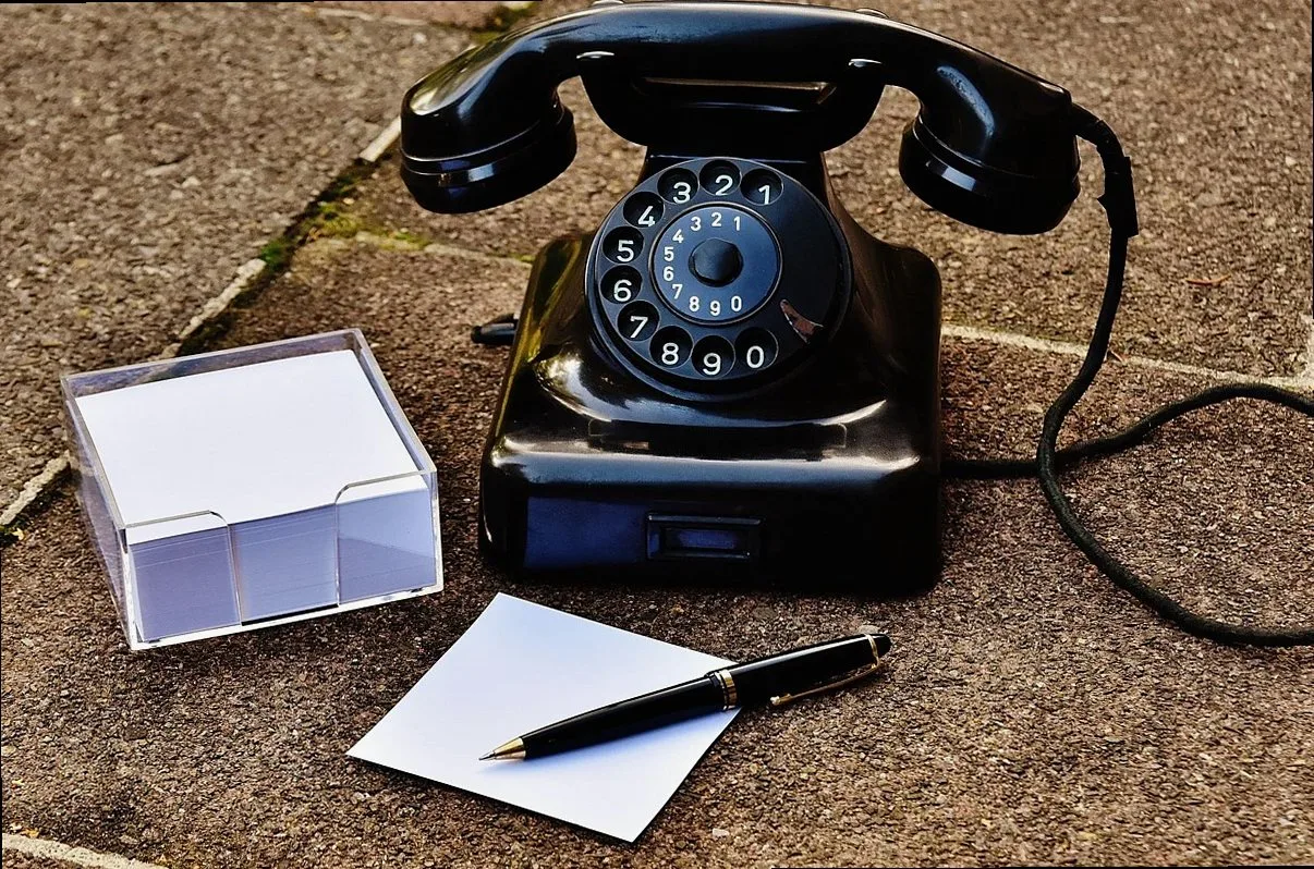 phone, old, year of construction 1955, bakelite, post office, dial, telephone receiver, ballpoint pen, notes, note, stic